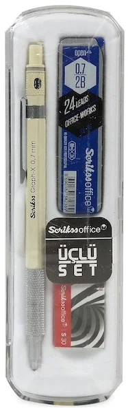 SCRIKSS OFFICE VERSATİL KALEM OKUL SETİ GRAPH-X 0.7 MAT BEYAZ + SİLGİ + MİN BLS.