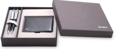 SCRIKSS HEDİYELİK SET DR 217 39 TÜKENMEZ KALEM + VERSATİL KALEM SİYAH KROM + CÜZDAN COMFORT SİYAH