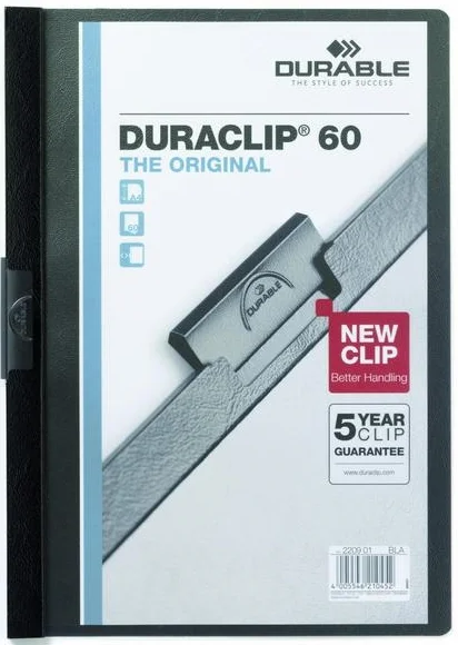 DURABLE SIKIŞTIRMALI DOSYA DURACLIP 2209 60 SF KAPASİTELİ SİYAH 2209-Sİ