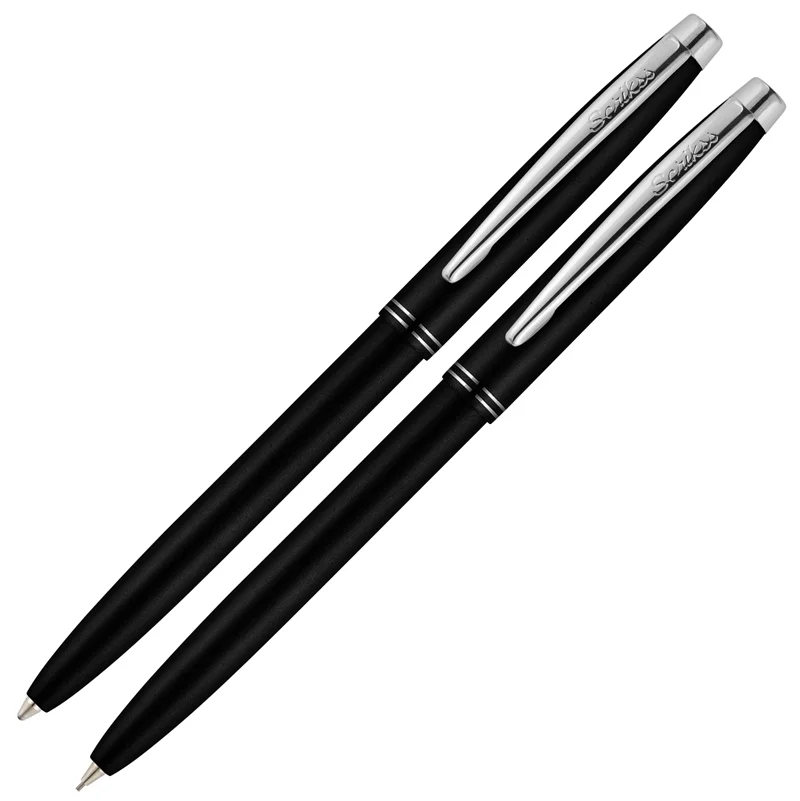 SCRIKSS TÜKENMEZ KALEM + VERSATİL KALEM SET 108 PRESTİJ KRİSTAL KUTU SİYAH