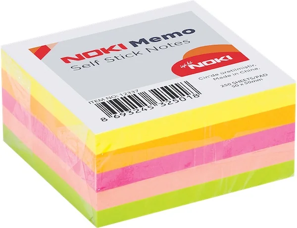 NOKİ MEMO YAPIŞKANLI KÜP NOT 50x50 250 YP 12337 NEON