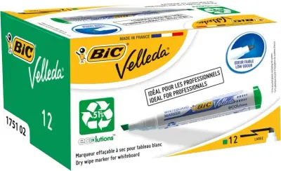 BIC BEYAZ TAHTA KALEMİ VELLEDA 1751 12 Lİ YEŞİL 904949-525831