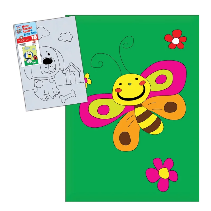 ARTDECO TUVAL BOYAMA SETİ KIDS DESENLİ 25x35 CM KELEBEK ve ÇİÇEK Y-DSTB-25-11