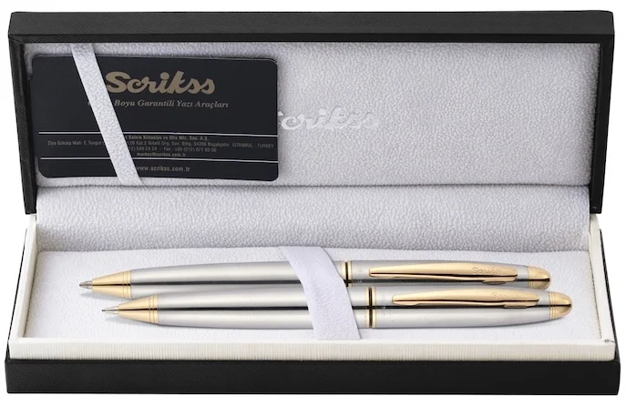 SCRIKSS TÜKENMEZ KALEM + VERSATİL KALEM SET 88 GOLD KROM
