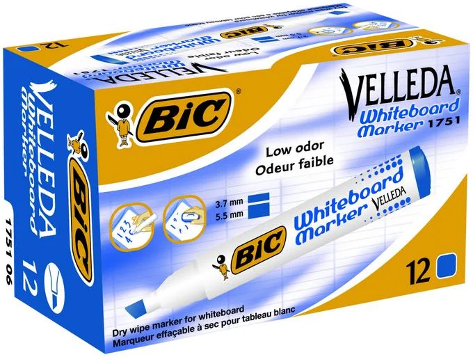 BIC BEYAZ TAHTA KALEMİ VELLEDA 1751 12 Lİ MAVİ 904947-525829