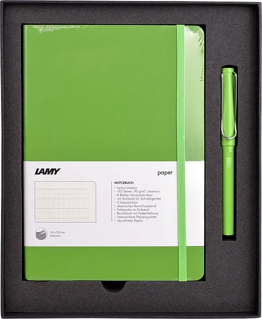 LAMY ROLLER KALEM SET SAFARI YEŞİL+DEFTER A5 YUMUŞAK KAPAK YEŞİL B3Y-313EY