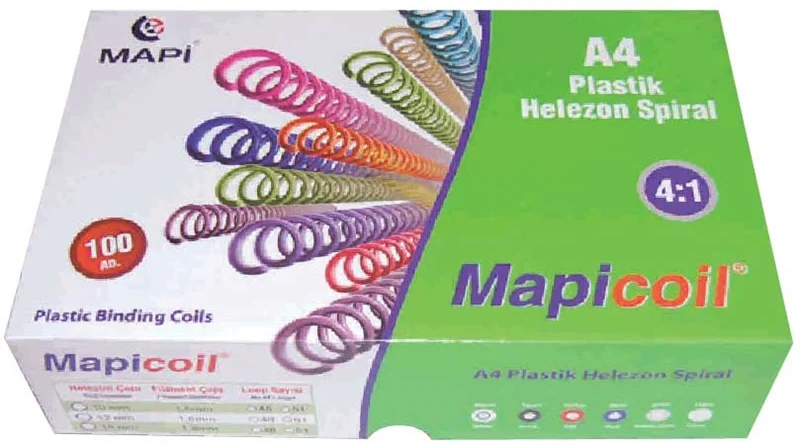 MAPİ SPİRAL PLASTİK HELEZON 4:1 22MM KIRMIZI 50 ADET 48 LOP 2352203