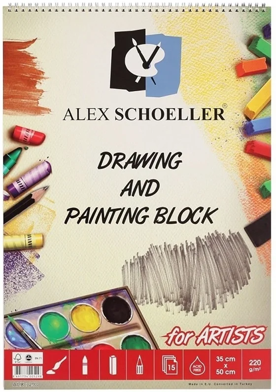 ALEX RESİM DEFTERİ 220GR 35x50 SPİRALLİ 15 YP ALX-298