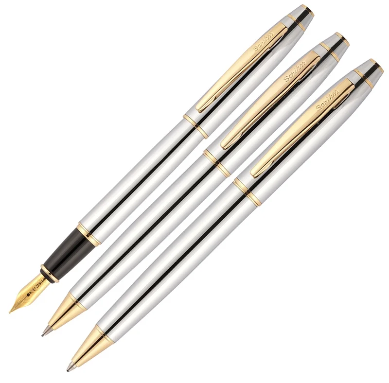 SCRIKSS DOLMA KALEM + TÜKENMEZ KALEM + VERSATİL KALEM SET 35 GOLD KROM