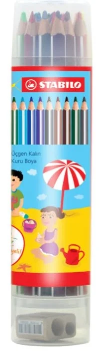 STABILO KURU BOYA TRIO THICK 18 RENK ÜÇGEN KALIN PLASTİK TÜP 203/18-PT