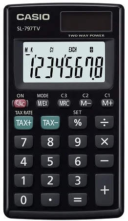 CASIO HESAP MAKİNESİ CEP TİPİ SL-797TV-BK 8 HANE