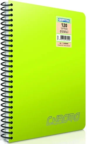 GIPTA DEFTER CHROMO A6 SPİRALLİ PP KAPAK 80 YP. ÇİZGİLİ 1351