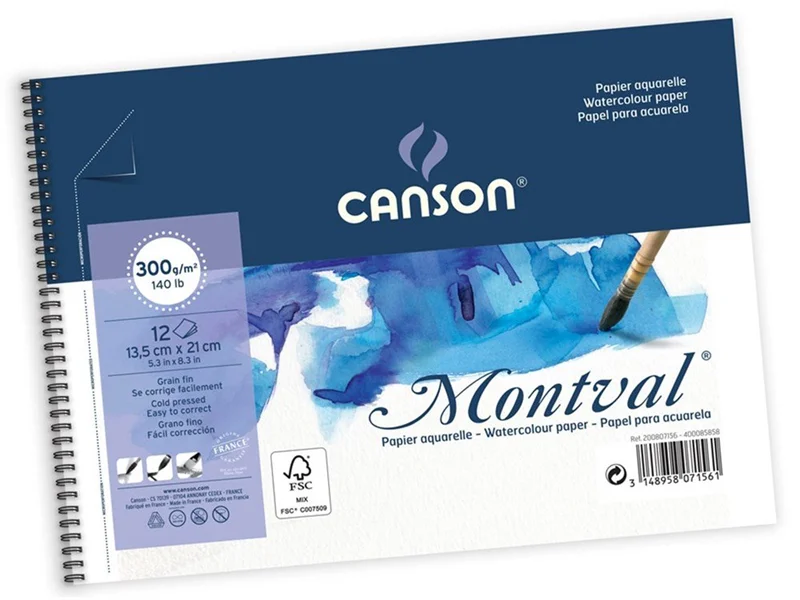 CANSON SULU BOYA BLOĞU MONTVAL SPİRALLİ 24x32 300 GR 12 SF 200807161