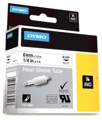 DYMO ŞERİT RHİNOPRO 6MM x 1.5MT BEYAZ/SİYAH 18051