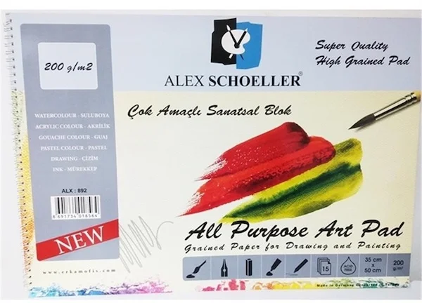 ALEX RESİM DEFTERİ 200GR 35x50 SPİRALLİ 15 YP ALX-892