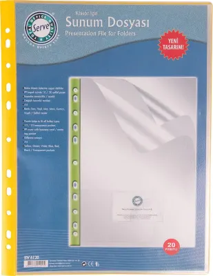 SERVE SUNUM DOSYASI KLASÖRE TAKILABİLİR 20 Lİ SARI SV-6120-SAR