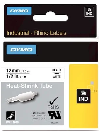 DYMO ŞERİT RHİNOPRO 12MM x 1.5MT BEYAZ/SİYAH 18055