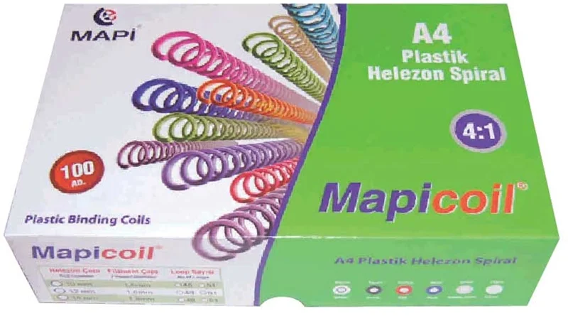 MAPİ SPİRAL PLASTİK HELEZON 4:1 25MM MAVİ 50 ADET 48 LOP 2352502