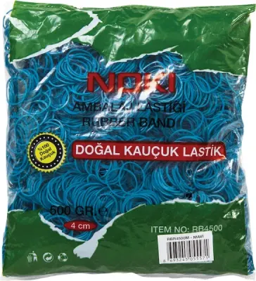 NOKİ AMBALAJ LASTİĞİ %100 KAUÇUK 500 GR 4 CM MAVİ RBR4500M