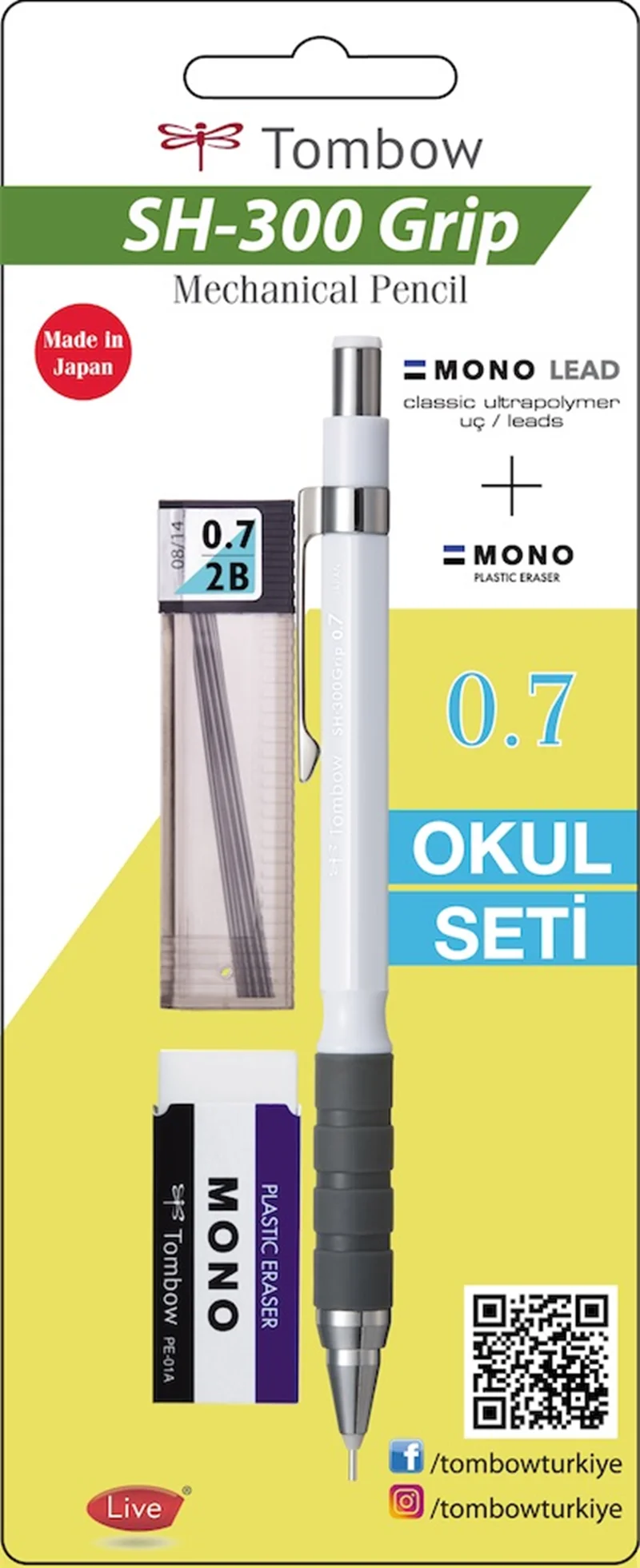 TOMBOW VERSATİL KALEM SH-300 GRIP OKUL SETİ 0.7 BEYAZ BLS. T-SH-GR21 R7.S1