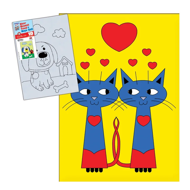 ARTDECO TUVAL BOYAMA SETİ KIDS DESENLİ 25x35 CM AŞIK KEDİLER Y-DSTB-25-12
