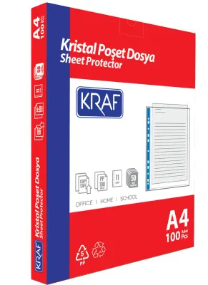 KRAF POŞET DOSYA A4 KRİSTAL 100 LÜ 1001