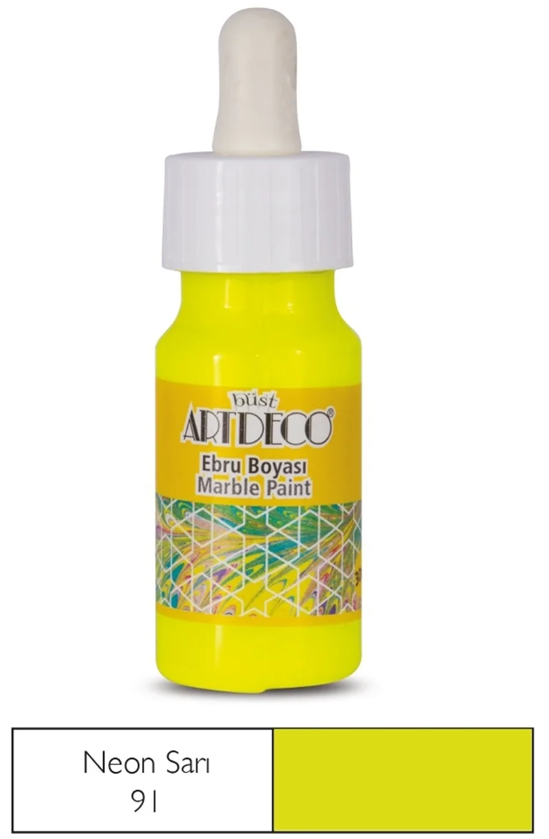 ARTDECO EBRU BOYASI NEON 30 ML (DAMLALIKLI) SARI Y-016B-91