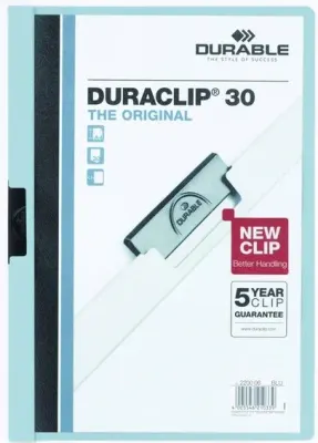 DURABLE SIKIŞTIRMALI DOSYA DURACLIP 2200 30 SF KAPASİTELİ MAVİ 2200-MAVİ