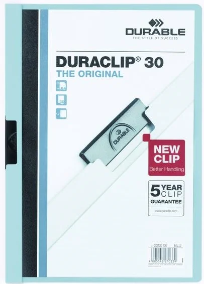 DURABLE SIKIŞTIRMALI DOSYA DURACLIP 2200 30 SF KAPASİTELİ MAVİ 2200-MAVİ