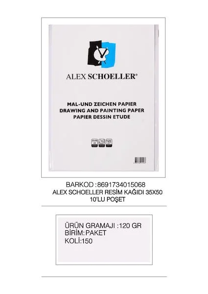 ALEX RESİM KAĞIDI 35x50 120 GR 10 LU ALX-5068