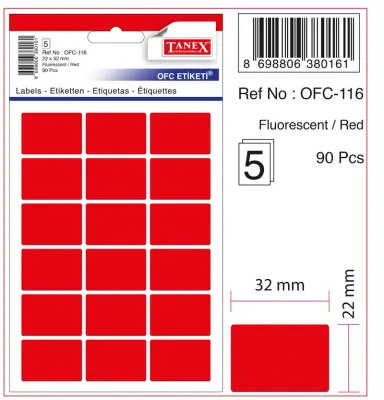 TANEX OFİS ETİKETİ OFC-116 FLORASAN KIRMIZI