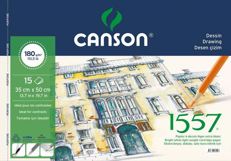 CANSON RESİM VE ÇİZİM BLOĞU 1557 35x50 180 GR 15 YP FCNS180153550