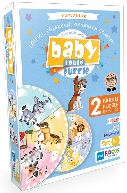 BLUE FOCUS PUZZLE BABY ROUND HAYVANLAR BF074