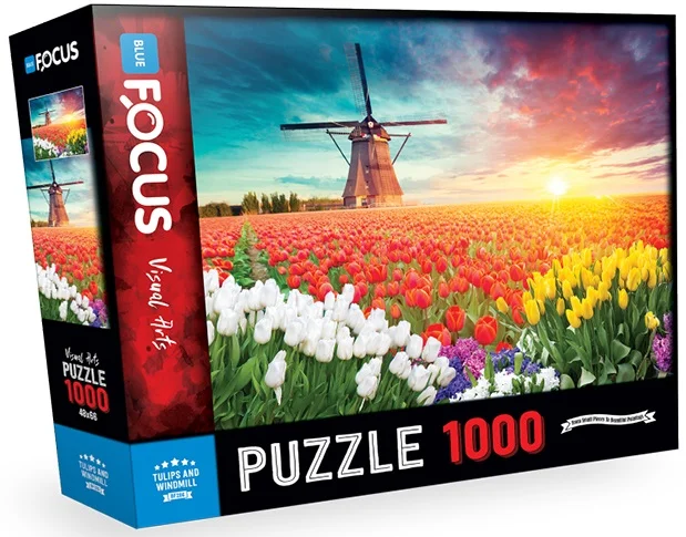 BLUE FOCUS PUZZLE 1000 PARÇA LALELER VE YEL DEĞİRMENİ BF296