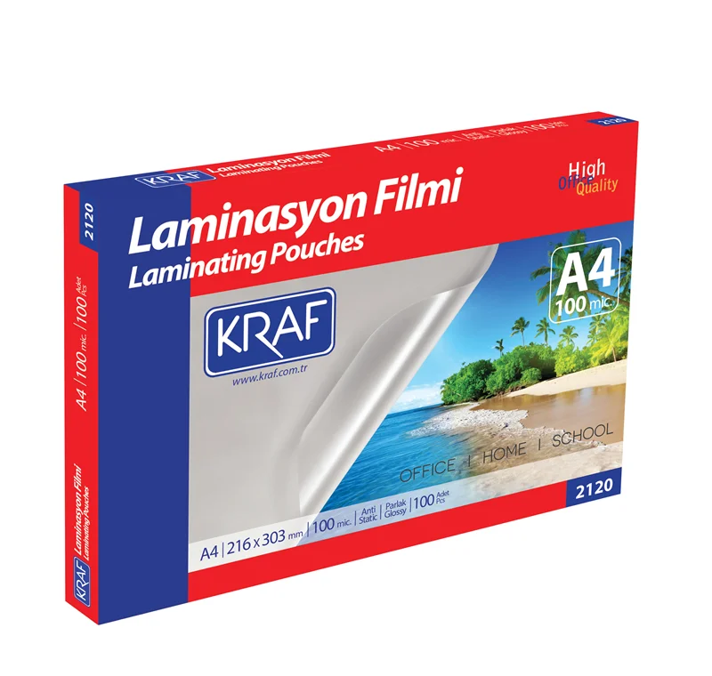 KRAF LAMİNASYON FİLMİ PARLAK A4 100 Mic. 100 LÜ 2120