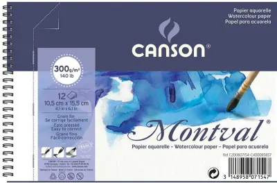 CANSON SULU BOYA BLOĞU MONTVAL SPİRALLİ 10.5x10.5 300 GR 12 SF 200807154