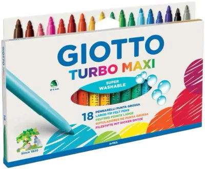 GIOTTO KEÇELİ KALEM TURBO MAXI 18 Lİ ASKILI PAKET 076300