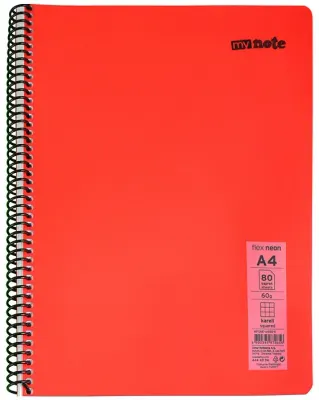 MYNOTE DEFTER FLEX NEO PP KAPAK SPİRALLİ A4 80 YP KARELİ MFXNE-A480-K