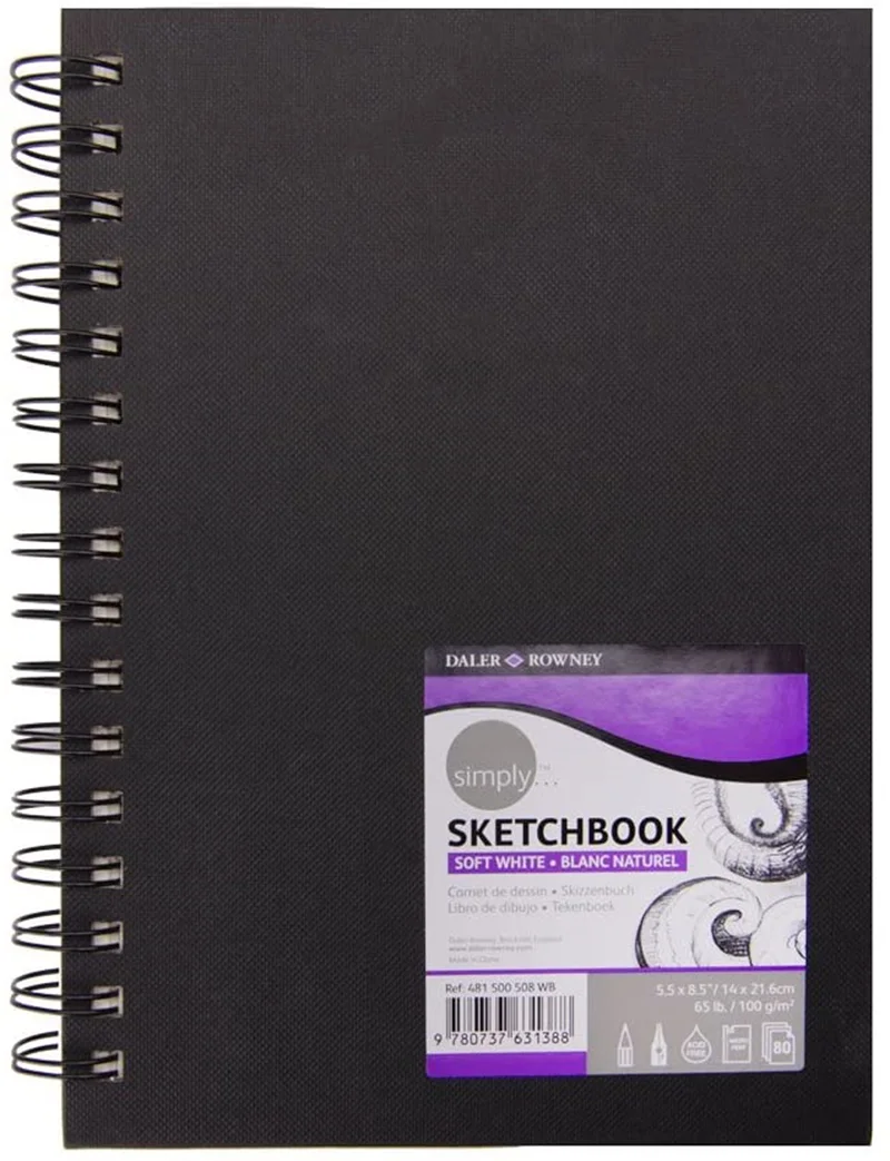 DALER ROWNEY SKETCH ESKİZ DEFTERİ SIMPLY SERİSİ SERT KAPAK SPİRALLİ 14x21 100 GR 110 SF SOFT BEYAZ 4