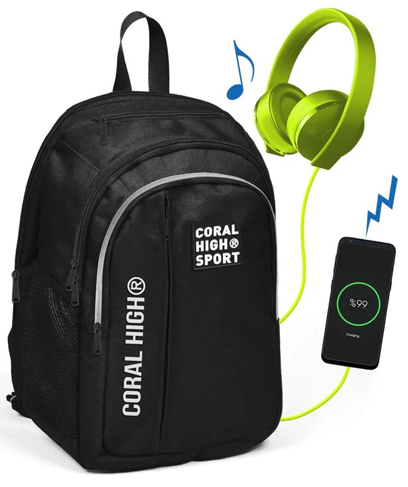 YAYGAN ÇANTA SIRT CORAL HIGH SPORT USB+AUX SOKETLİ 23241