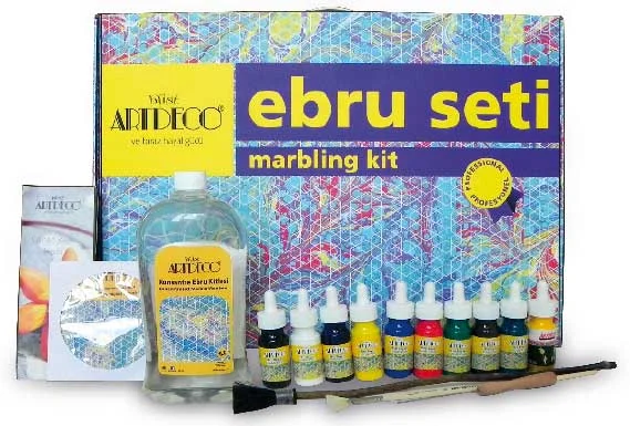 ARTDECO EBRU BOYASI SETİ 10 RENK x 30 ML PROFESYONEL SET (35x50 CM METAL TEKNELİ) Y-016 ES-9