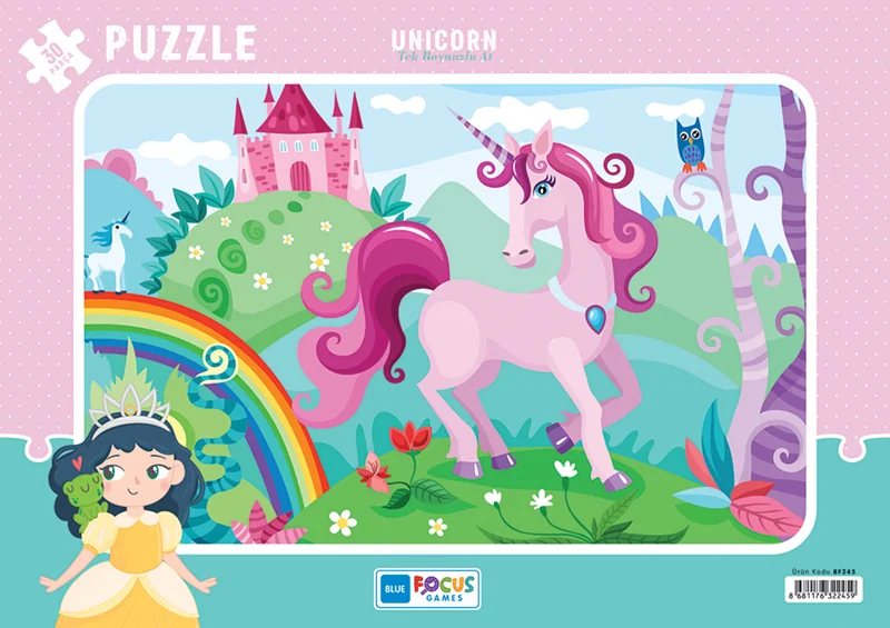 BLUE FOCUS PUZZLE 30 PARÇA UNICORN TEK BOYNUZLU AT BF245