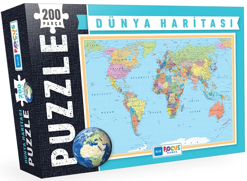 BLUE FOCUS PUZZLE 200 PARÇA DÜNYA HARİTASI BF238