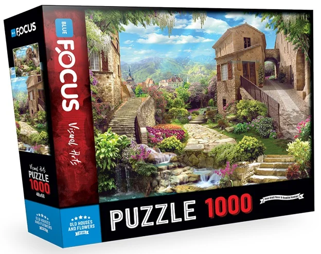 BLUE FOCUS PUZZLE 1000 PARÇA ESKİ EVLER VE ÇİÇEKLER BF285