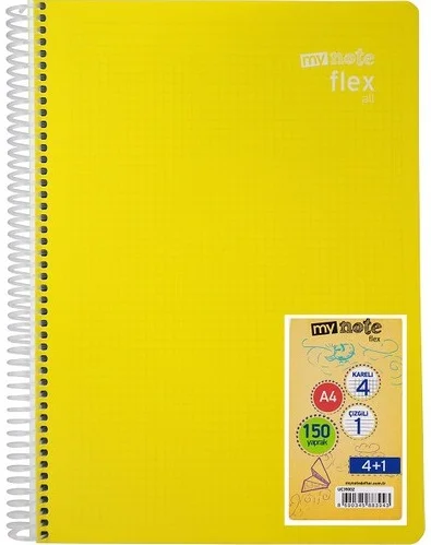 MYNOTE DEFTER FLEX NEO PP KAPAK SPİRALLİ A4 80 YP DÜZ MFXNE-A480-D
