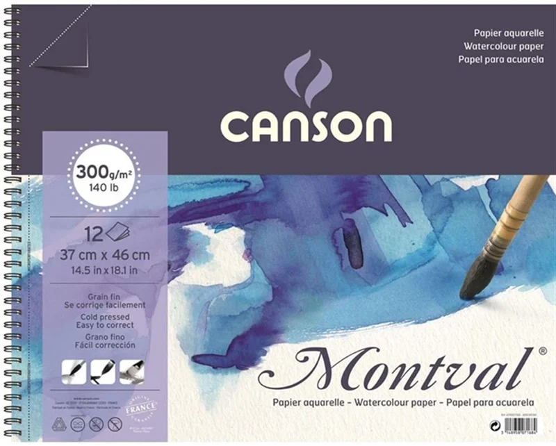 CANSON SULU BOYA BLOĞU MONTVAL SPİRALLİ 37x46 300 GR 12 SF 200807168