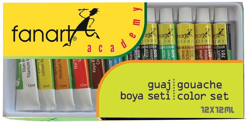 FANART ACADEMY GUAJ BOYA SETİ 12x12 ML F-3500.S12