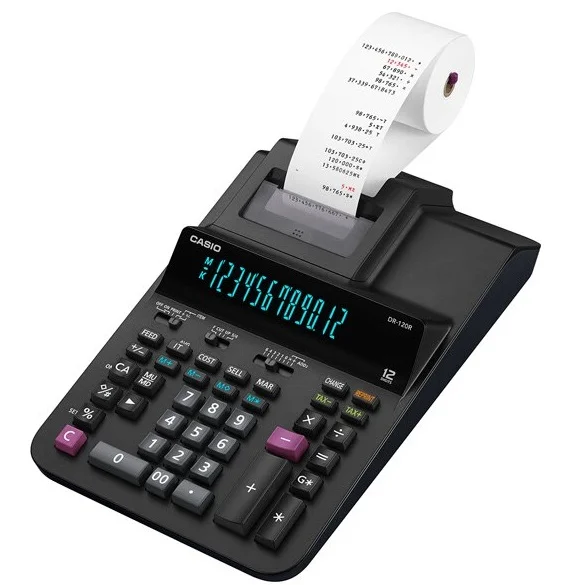 CASIO HESAP MAKİNESİ ŞERİTLİ DR-120R-BK 12 HANE