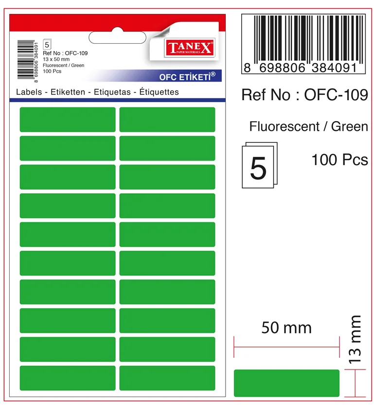 TANEX OFİS ETİKETİ OFC-109 FLORASAN YEŞİL