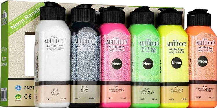 ARTDECO AKRİLİK BOYA SETİ 6x140 ML NEON RENKLER Y-070R-AS3